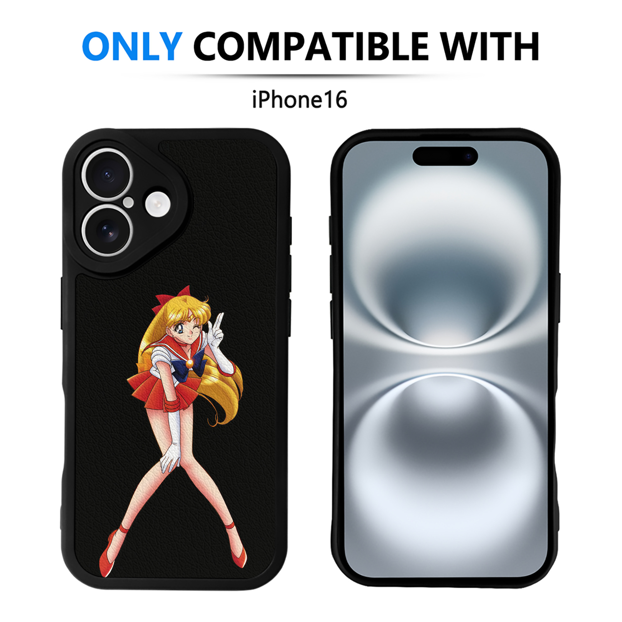 （画像用） 美少女戦士セーラームーン 愛野 美奈子 あいの みなこ Sailor Moon Aino Minako 【iPhone 16シリーズ対応】シリコンスマホケース（レザー調） 材質：シリコン